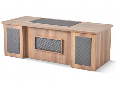 Bureau brun noir bicolore rectangulaire forme bureau moderne