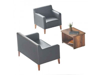 Ensemble de bureau 3 pièces 2 places fauteuil table basse noir marron moderne