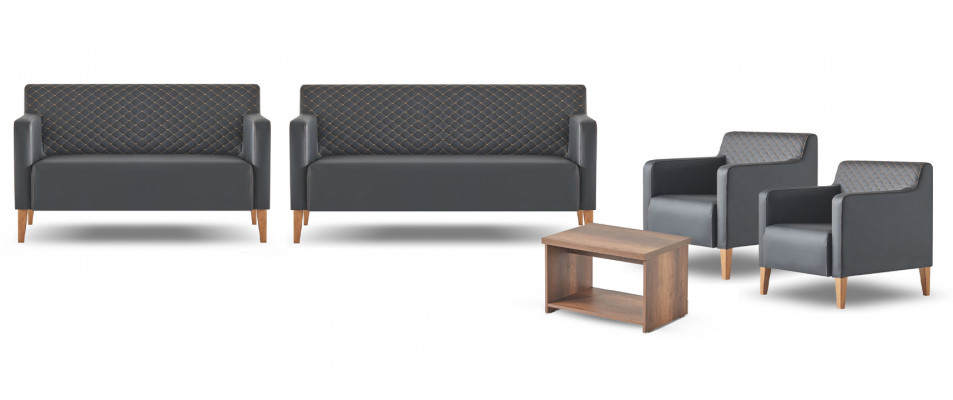 Ensemble de bureau 5 pièces Noir 3 places 2 places 2x fauteuils Table basse