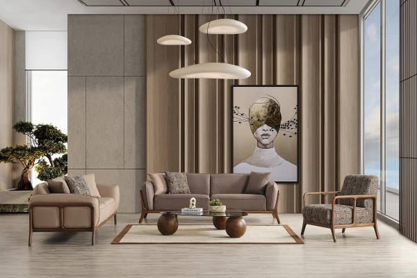 Salon Braun-Beige Ensemble de canapés Salon Meubles design 2x canapés