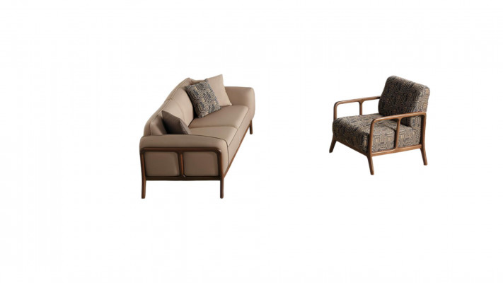 Canapé trois places beige élégant salon meuble siège fauteuil rembourré