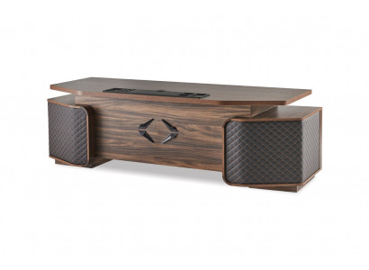 Bureau à tiroirs, bureau, rectangulaire, brun, noir, moderne, bois