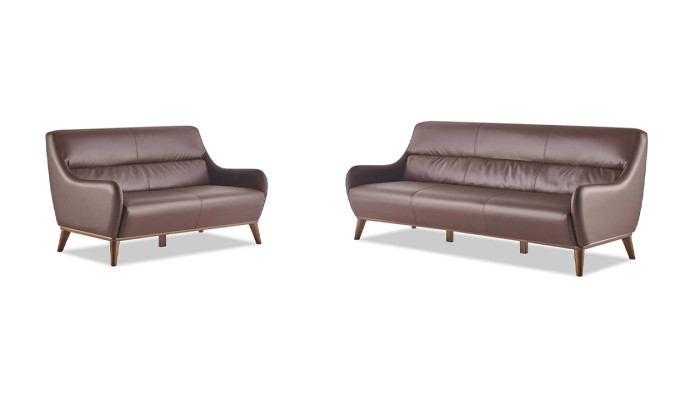 Classique ensemble canapé en cuir marron 3 places 2 places canapé sofa ensemble fauteuils.