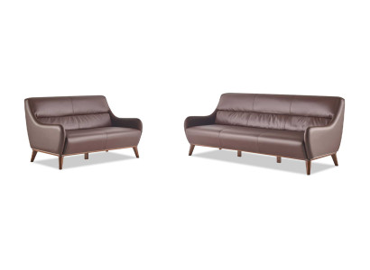 Classique ensemble canapé en cuir marron 3 places 2 places canapé sofa ensemble fauteuils.