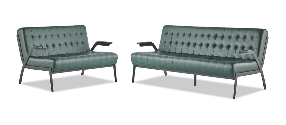 Canapés Chesterfield en cuir ensemble 3 places 2 places vert canapés en cuir modernes bois