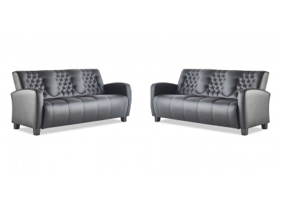 Canapé Chesterfield 3 places Ensembles de canapés Canapés modernes en cuir Boutons en bois