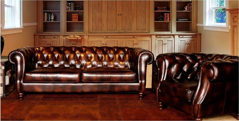 Canapé Chesterfield Grand XXL Blackpool en similicuir tissu rembourré.
