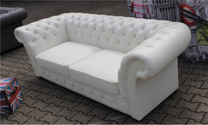 Canapé Chesterfield 3 places en cuir Napalon neuf