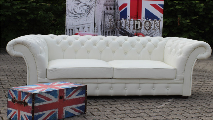 Canapé Chesterfield 3 places en cuir Napalon neuf