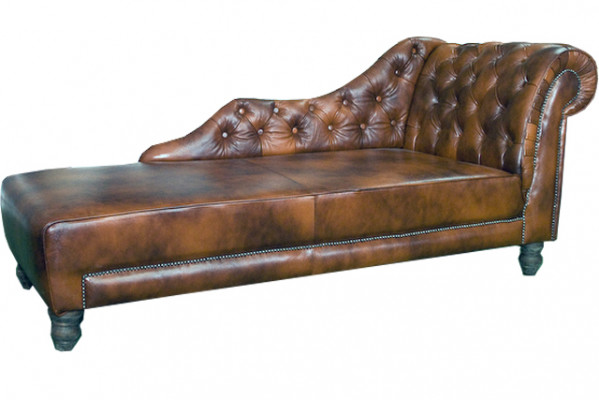 Chaises longues Chesterfield Lounger Chaise en cuir en tissu Sofa Relax
