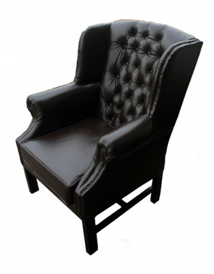 Fauteuil Chesterfield à oreilles, fauteuil TV, canapé relax en cuir, C.15.