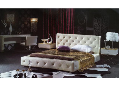 Lit design élégant, lits, lit en cuir, lit Chesterfield, lit rembourré, lit double, neuf
