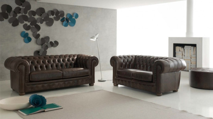 Canapé Chesterfield Sofa Coussin 3 places Ensemble en cuir tissu Canapés Neuf