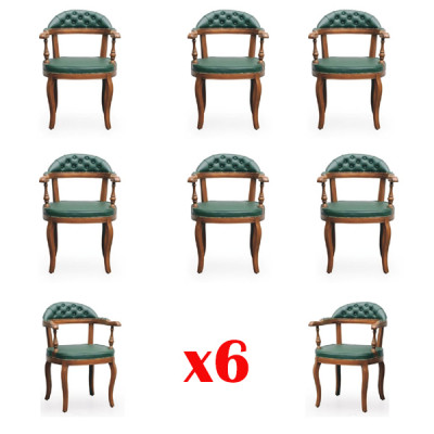 Ensemble de salle à manger avec 6 chaises en tissu d'art design en bois neuf