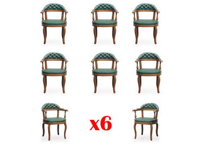Ensemble de salle à manger avec 6 chaises en tissu d'art design en bois neuf