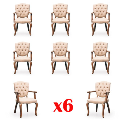 Conception Fauteuils Chesterfield Suite Hôtel Tissu Groupe Revêtement Textile 6x Ensemble