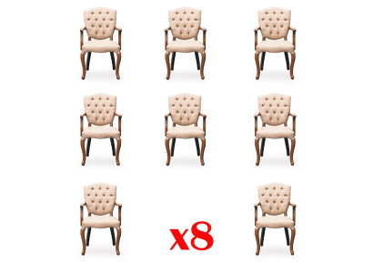 Ensemble de chaises laquées de luxe, 8 chaises, groupe de chaises couleur marron, neuf