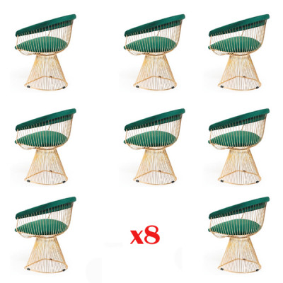 Chaises Cuisine Salle à manger Tissu neuf Ensemble 8x Chaise de design Fauteuil en textile