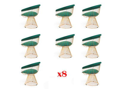 Chaises Cuisine Salle à manger Tissu neuf Ensemble 8x Chaise de design Fauteuil en textile