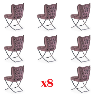 Chaises de cuisine Chaise de salle à manger 8x Ensemble de chaises solides rembourrées en bois de chêne