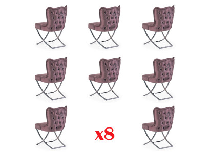 Chaises de cuisine Chaise de salle à manger 8x Ensemble de chaises solides rembourrées en bois de chêne