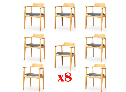 Salle à manger Textile Set 8 Chaise Fauteuil Chaise de cuisine Tissu Designer Chaises rembourrées