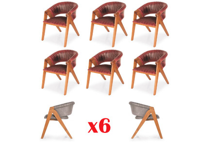 Ensemble de 6 chaises en bois massif modernes pour salle à manger de luxe restaurant