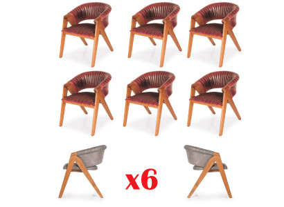 Ensemble de 6 chaises en bois massif modernes pour salle à manger de luxe restaurant