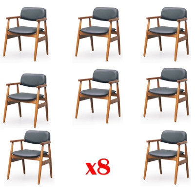Fauteuil Suite Rembourrage Design 8x Chaises Ensemble de groupe Fauteuil Chaise de salle à manger