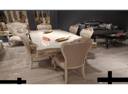 Chaise de salle à manger Chaise Lehn Bois Luxe Salle à manger Ess Tissu Style Baroque Chaises neuves