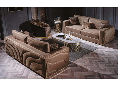 Mobilier de design Ensemble de canapé de luxe Ensemble de rembourrage de velours canapé Tigre 3 pièces