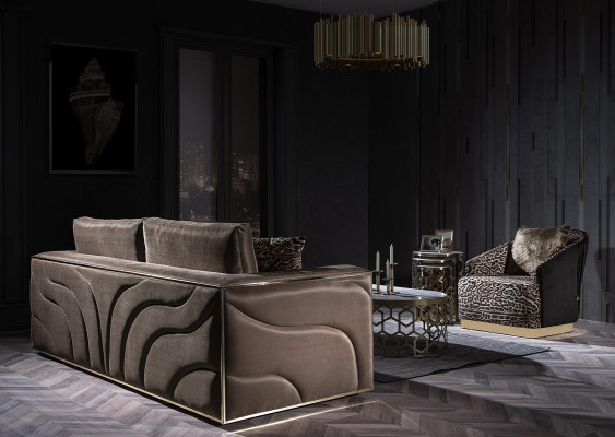 Mobilier de design Ensemble de canapé de luxe Ensemble de rembourrage de velours canapé Tigre 3 pièces