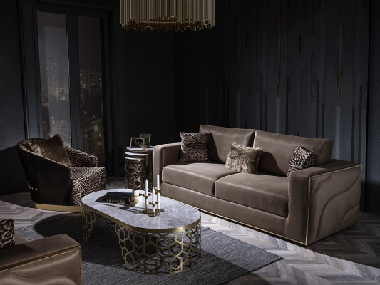 Mobilier de design Ensemble de canapé de luxe Ensemble de rembourrage de velours canapé Tigre 3 pièces