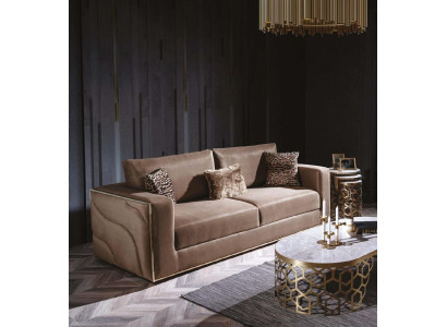 Canapés velours Mobilier de salon de luxe Canapés en tissu Trois places Marron