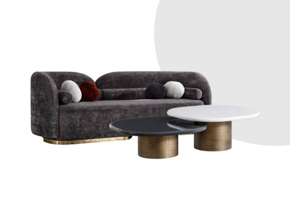 Ensemble de canapé de luxe 4 pièces. Suite 3+2+1 Table basse Fauteuil en velours