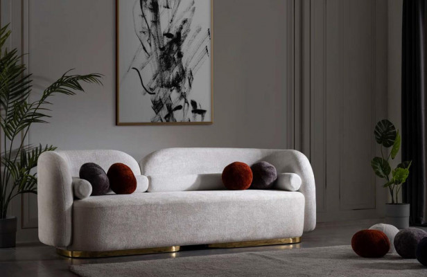 Grand canapé en velours Trois places Canapé ovale Canapés ronds Tissu textile