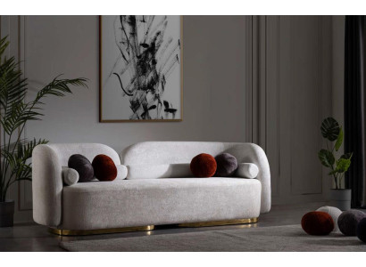 Grand canapé en velours Trois places Canapé ovale Canapés ronds Tissu textile