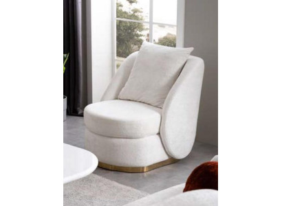 Fauteuil pivotant Chaise Fauteuils Fauteuil TV Blanc Tissu velours Tissu neuf