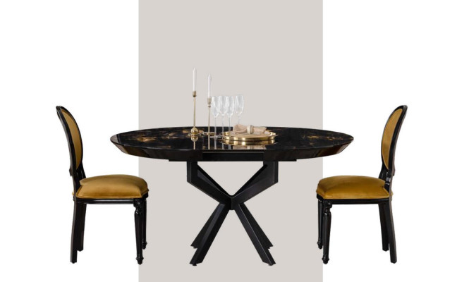 Table de salle à manger ronde 120cm Mobilier de table Tables Salle à manger Ensemble de salle à manger 3 pièces. nouveau