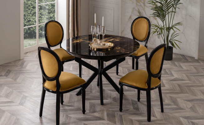 Table de salle à manger ronde 120cm Mobilier de table Tables Salle à manger Ensemble de salle à manger 3 pièces. nouveau