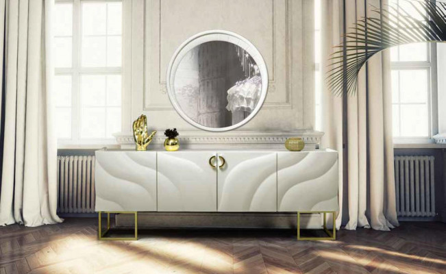xxl Buffet de luxe Armoire à glace 220cm Commode basse Commode