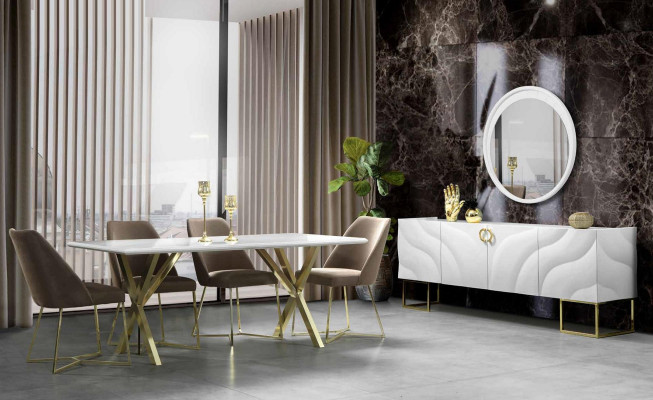 xxl Buffet de luxe Armoire à glace 220cm Commode basse Commode