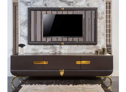 Salon marron Armoire TV Cadre TV Designer en Bois Luxueux Ensemble