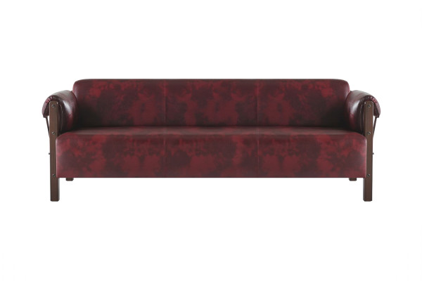 Canapé Bordeaux en cuir, ensemble complet en bois 3 pièces : canapé 3 places, canapé 2 places et fauteuil.