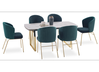 Exklusives Design Esszimmer Set Esstisch + 6x Stühle