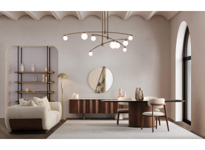 Esszimmer Set Esstisch 4x Stühle Kommode mit Spiegel Modern Set Essgruppe