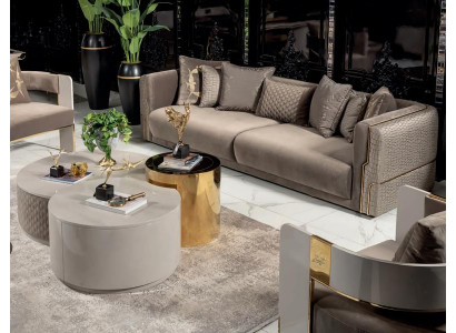 Sofa 3 Sitzer Couchtisch Luxus Wohnzimmer Design Moderne Stoff Erwachsene Neu