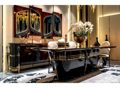 Esszimmer Set 3tlg Esstisch Sideboard mit Spiegel Moderne Möbel Luxus Einfarbig