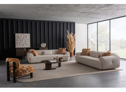 Weißes Sofa Set, 3-teilig, Mit Kissen, Modern, 7 Sitzplätze, 256x103 cm