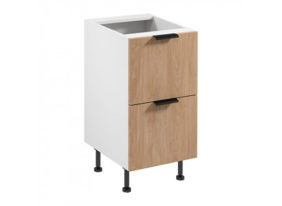 Küchenschrank Schubladenschrank Küchenmodul mit 2 Schubladen Weiß-Beige